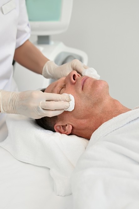 steps in a man's facial