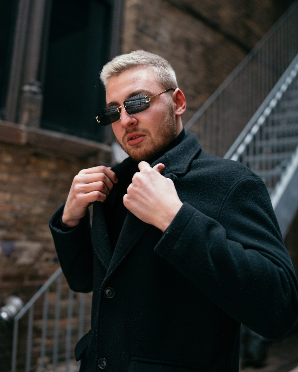 Man in a tailored dark coat with polished fall styling